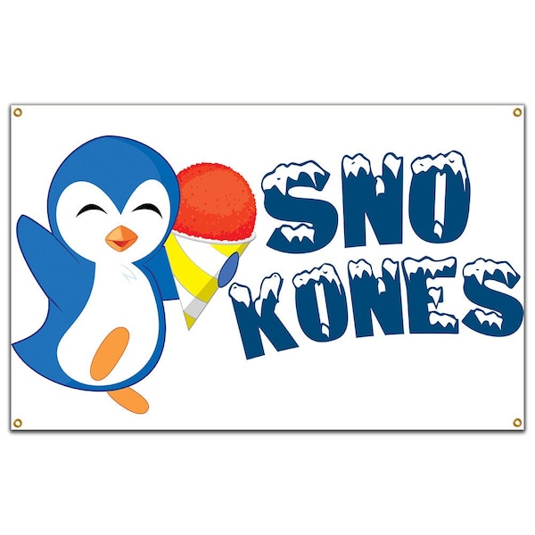 Sno Kones Banner Heavy Duty 13 Oz Vinyl with Grommets Single Sided
